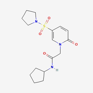 molecular formula C16H23N3O4S B2516419 N-cyclopentyl-2-(2-oxo-5-pyrrolidin-1-ylsulfonylpyridin-1-yl)acetamide CAS No. 1251619-69-8