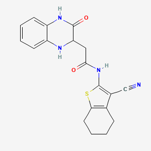 molecular formula C19H18N4O2S B2516421 N-(3-cyano-4,5,6,7-tetrahydro-1-benzothiophen-2-yl)-2-(3-oxo-1,2,3,4-tetrahydroquinoxalin-2-yl)acetamide CAS No. 495374-40-8