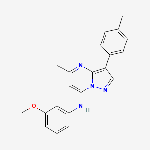molecular formula C22H22N4O B2516425 N-(3-methoxyphenyl)-2,5-dimethyl-3-(4-methylphenyl)pyrazolo[1,5-a]pyrimidin-7-amine CAS No. 890639-19-7