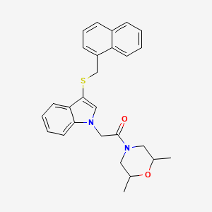 molecular formula C27H28N2O2S B2516427 1-(2,6-dimethylmorpholino)-2-(3-((naphthalen-1-ylmethyl)thio)-1H-indol-1-yl)ethanone CAS No. 921149-60-2