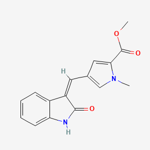 molecular formula C16H14N2O3 B2516435 methyl 1-methyl-4-[(2-oxo-1,2-dihydro-3H-indol-3-yliden)methyl]-1H-pyrrole-2-carboxylate CAS No. 260781-65-5