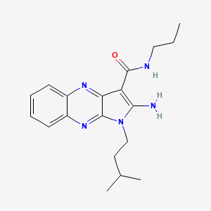molecular formula C19H25N5O B2516442 2-氨基-1-(3-甲基丁基)-N-丙基-1H-吡咯并[2,3-b]喹喔啉-3-甲酰胺 CAS No. 843618-42-8