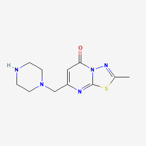 molecular formula C11H15N5OS B2516446 2-Methyl-7-(Piperazin-1-ylmethyl)-5H-[1,3,4]thiadiazolo[3,2-a]pyrimidin-5-on CAS No. 946784-40-3