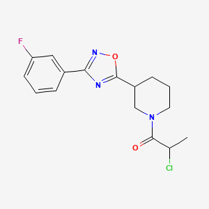 molecular formula C16H17ClFN3O2 B2516449 2-Chloro-1-[3-[3-(3-fluorophenyl)-1,2,4-oxadiazol-5-yl]piperidin-1-yl]propan-1-one CAS No. 2411314-85-5