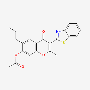 molecular formula C22H19NO4S B2516460 3-(1,3-benzothiazol-2-yl)-2-methyl-4-oxo-6-propyl-4H-chromen-7-yl acetate CAS No. 136506-93-9