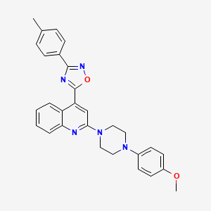 molecular formula C29H27N5O2 B2516465 5-(2-(4-(4-Methoxyphenyl)piperazin-1-yl)quinolin-4-yl)-3-(p-tolyl)-1,2,4-oxadiazole CAS No. 1115970-43-8