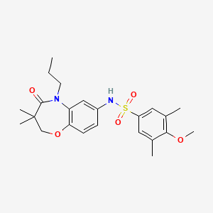 molecular formula C23H30N2O5S B2516467 N-(3,3-二甲基-4-氧代-5-丙基-2,3,4,5-四氢苯并[b][1,4]恶唑-7-基)-4-甲氧基-3,5-二甲基苯磺酰胺 CAS No. 922003-54-1