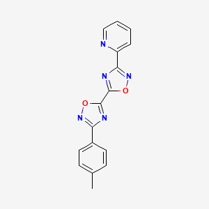 molecular formula C16H11N5O2 B2516473 3-(4-Methylphenyl)-3'-pyridin-2-yl-5,5'-bi-1,2,4-oxadiazole CAS No. 1775530-66-9