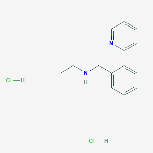 molecular formula C15H20Cl2N2 B2516482 N-[(2-吡啶-2-基苯基)甲基]丙-2-胺；二盐酸盐 CAS No. 2460749-02-2