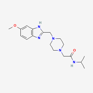 molecular formula C18H27N5O2 B2516486 N-isopropyl-2-(4-((5-methoxy-1H-benzo[d]imidazol-2-yl)methyl)piperazin-1-yl)acetamide CAS No. 1170495-36-9