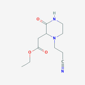 molecular formula C11H17N3O3 B2516491 乙酸[1-(2-氰乙基)-3-氧代哌嗪-2-基]乙酯 CAS No. 1421769-42-7