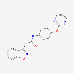 molecular formula C19H20N4O3 B2516498 2-(苯并[d]异恶唑-3-基)-N-((1r,4r)-4-(嘧啶-2-氧基)环己基)乙酰胺 CAS No. 2034400-11-6