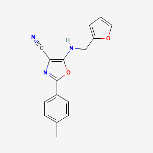 molecular formula C16H13N3O2 B2516528 5-[(Furan-2-ylmethyl)-amino]-2-p-tolyl-oxazole-4-carbonitrile CAS No. 306281-36-7