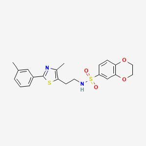 B2516532 N-(2-(4-methyl-2-(m-tolyl)thiazol-5-yl)ethyl)-2,3-dihydrobenzo[b][1,4]dioxine-6-sulfonamide CAS No. 869070-00-8