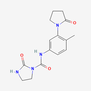 molecular formula C15H18N4O3 B2516533 N-(4-甲基-3-(2-氧代吡咯烷-1-基)苯基)-2-氧代咪唑烷-1-甲酰胺 CAS No. 1448059-51-5