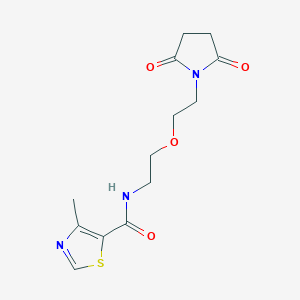 molecular formula C13H17N3O4S B2516547 N-(2-(2-(2,5-dioxopyrrolidin-1-yl)ethoxy)ethyl)-4-methylthiazole-5-carboxamide CAS No. 2034538-61-7