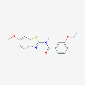 molecular formula C17H16N2O3S B251655 3-ethoxy-N-(6-methoxy-1,3-benzothiazol-2-yl)benzamide 