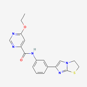 molecular formula C18H17N5O2S B2516550 N-(3-(2,3-dihydroimidazo[2,1-b]thiazol-6-yl)phenyl)-6-ethoxypyrimidine-4-carboxamide CAS No. 2034447-99-7