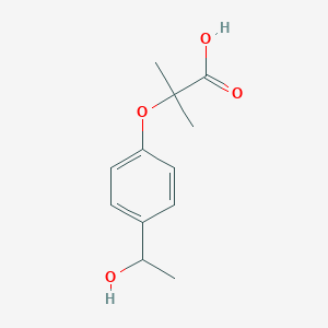 molecular formula C12H16O4 B2516554 2-[4-(1-Hydroxyethyl)phenoxy]-2-methylpropanoic acid CAS No. 1253527-88-6