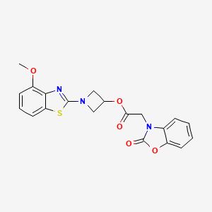 molecular formula C20H17N3O5S B2516555 2-(2-Oxobenzo[d]oxazol-3(2H)-yl)acetat des 1-(4-Methoxybenzo[d]thiazol-2-yl)azetidin-3-yls CAS No. 1396768-88-9