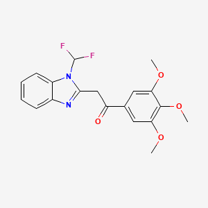 molecular formula C19H18F2N2O4 B2516557 2-[1-(difluoromethyl)-1H-1,3-benzodiazol-2-yl]-1-(3,4,5-trimethoxyphenyl)ethan-1-one CAS No. 885524-53-8