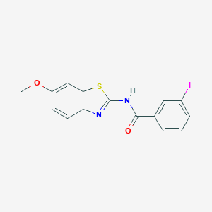 molecular formula C15H11IN2O2S B251656 3-iodo-N-(6-methoxy-1,3-benzothiazol-2-yl)benzamide 
