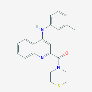 molecular formula C21H21N3OS B2516564 Thiomorpholino(4-(m-tolylamino)quinolin-2-yl)methanone CAS No. 1207042-40-7