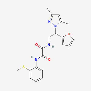 molecular formula C20H22N4O3S B2516578 N1-(2-(3,5-dimethyl-1H-pyrazol-1-yl)-2-(furan-2-yl)ethyl)-N2-(2-(methylthio)phenyl)oxalamide CAS No. 2034592-83-9