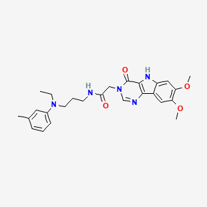 2-(7,8-dimethoxy-4-oxo-4,5-dihydro-3H-pyrimido[5,4-b]indol-3-yl)-N-(3-(ethyl(m-tolyl)amino)propyl)acetamide