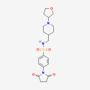 molecular formula C20H27N3O5S B2516598 4-(2,5-二氧代吡咯烷-1-基)-N-((1-(四氢呋喃-3-基)哌啶-4-基)甲基)苯磺酰胺 CAS No. 2034303-96-1