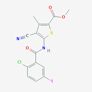 molecular formula C15H10ClIN2O3S B251660 Methyl 5-[(2-chloro-5-iodobenzoyl)amino]-4-cyano-3-methylthiophene-2-carboxylate 