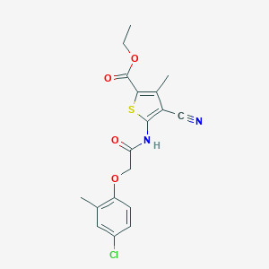 molecular formula C18H17ClN2O4S B251661 Ethyl 5-{[(4-chloro-2-methylphenoxy)acetyl]amino}-4-cyano-3-methyl-2-thiophenecarboxylate 
