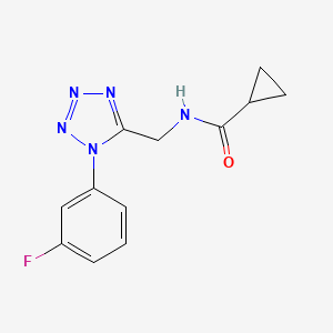 molecular formula C12H12FN5O B2516613 N-((1-(3-fluorophenyl)-1H-tetrazol-5-yl)methyl)cyclopropanecarboxamide CAS No. 921075-48-1