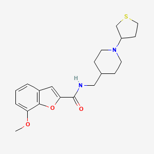 molecular formula C20H26N2O3S B2516614 7-甲氧基-N-((1-(四氢噻吩-3-基)哌啶-4-基)甲基)苯并呋喃-2-甲酰胺 CAS No. 2034572-44-4