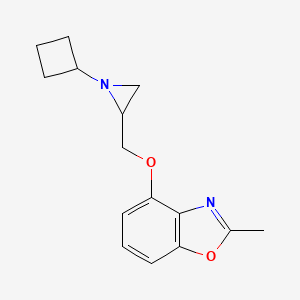 molecular formula C15H18N2O2 B2516617 4-[(1-Cyclobutylaziridin-2-yl)methoxy]-2-methyl-1,3-benzoxazole CAS No. 2411264-52-1
