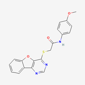 molecular formula C19H15N3O3S B2516619 2-(1-苯并呋喃[3,2-d]嘧啶-4-基硫代)-N-(4-甲氧基苯基)乙酰胺 CAS No. 848689-93-0