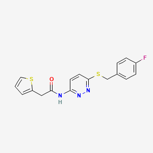 molecular formula C17H14FN3OS2 B2516626 N-(6-((4-氟苄基)硫代)吡哒嗪-3-基)-2-(噻吩-2-基)乙酰胺 CAS No. 1021253-04-2