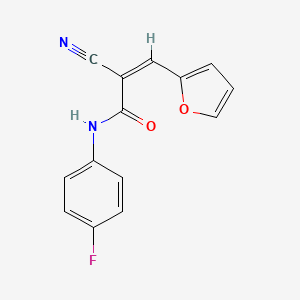 molecular formula C14H9FN2O2 B2516632 (2Z)-2-cyano-N-(4-fluorophenyl)-3-(furan-2-yl)prop-2-enamide CAS No. 340303-54-0