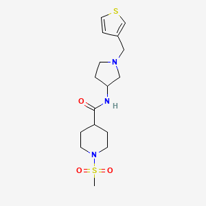 molecular formula C16H25N3O3S2 B2516636 1-methanesulfonyl-N-{1-[(thiophen-3-yl)methyl]pyrrolidin-3-yl}piperidine-4-carboxamide CAS No. 2097932-26-6