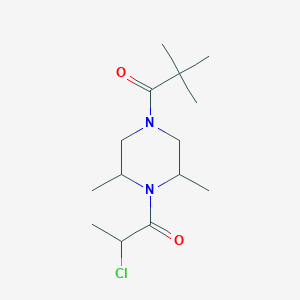 molecular formula C14H25ClN2O2 B2516641 1-[4-(2-Chloropropanoyl)-3,5-dimethylpiperazin-1-yl]-2,2-dimethylpropan-1-one CAS No. 2411297-15-7