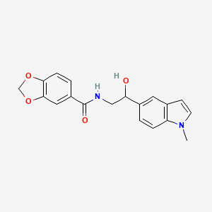 molecular formula C19H18N2O4 B2516651 N-(2-hydroxy-2-(1-methyl-1H-indol-5-yl)ethyl)benzo[d][1,3]dioxole-5-carboxamide CAS No. 2034595-06-5