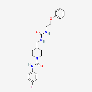 molecular formula C22H27FN4O3 B2516653 N-(4-氟苯基)-4-((3-(2-苯氧基乙基)脲基)甲基)哌啶-1-甲酰胺 CAS No. 1396750-44-9