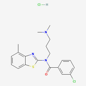 molecular formula C20H23Cl2N3OS B2516657 3-chloro-N-(3-(dimethylamino)propyl)-N-(4-methylbenzo[d]thiazol-2-yl)benzamide hydrochloride CAS No. 1219196-59-4