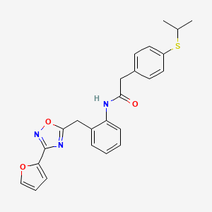 molecular formula C24H23N3O3S B2516659 N-(2-((3-(呋喃-2-基)-1,2,4-恶二唑-5-基)甲基)苯基)-2-(4-(异丙硫基)苯基)乙酰胺 CAS No. 1797076-71-1