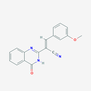 molecular formula C18H13N3O2 B2516670 (E)-3-(3-methoxyphenyl)-2-(4-oxo-3,4-dihydroquinazolin-2-yl)acrylonitrile CAS No. 620583-40-6