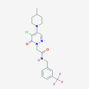 molecular formula C20H22ClF3N4O2 B2516677 2-[5-chloro-4-(4-methylpiperidin-1-yl)-6-oxopyridazin-1(6H)-yl]-N-[3-(trifluoromethyl)benzyl]acetamide CAS No. 1326866-88-9
