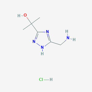 molecular formula C6H13ClN4O B2516684 2-(5-(Aminomethyl)-1H-1,2,4-triazol-3-yl)propan-2-ol hydrochloride CAS No. 2230798-90-8