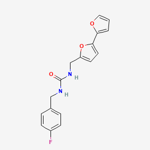 molecular formula C17H15FN2O3 B2516714 1-([2,2'-联呋喃]-5-基甲基)-3-(4-氟苄基)脲 CAS No. 2034565-52-9