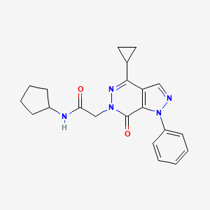 molecular formula C21H23N5O2 B2516718 N-cyclopentyl-2-(4-cyclopropyl-7-oxo-1-phenyl-1H-pyrazolo[3,4-d]pyridazin-6(7H)-yl)acetamide CAS No. 1105225-23-7