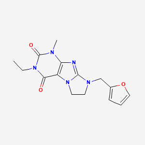 molecular formula C15H17N5O3 B2516723 2-エチル-6-(フラン-2-イルメチル)-4-メチル-7,8-ジヒドロプリン[7,8-a]イミダゾール-1,3-ジオン CAS No. 946277-15-2